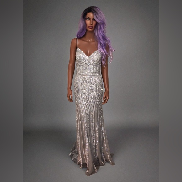 Rhinestone Dress Gown Train Size Small Prom Homecoming Quinceañera Sweet 16 - Picture 1 of 15